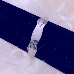 🆕Sterling Silver Floral Spoon Cuff Bracelet In Velvet Pouch